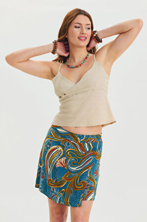 V Yaka İnce Askılı Yazlık Bluz