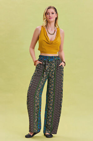 Beli Lastikli Kuşak Detaylı Yazlık Pantolon