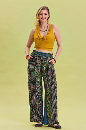 Beli Lastikli Kuşak Detaylı Yazlık Pantolon