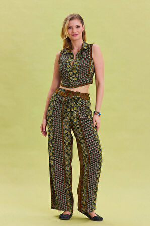 Beli Lastikli Kuşak Detaylı Yazlık Pantolon