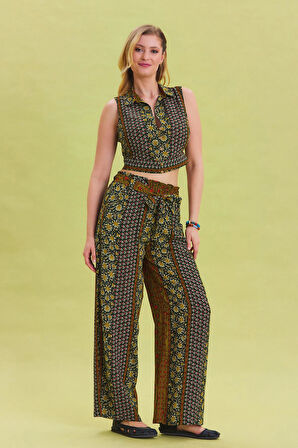 Beli Lastikli Kuşak Detaylı Yazlık Pantolon