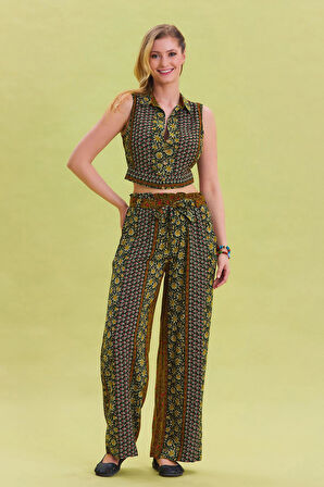 Beli Lastikli Kuşak Detaylı Yazlık Pantolon