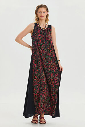 Bisiklet Yaka Cep Detaylı Salaş Elbise