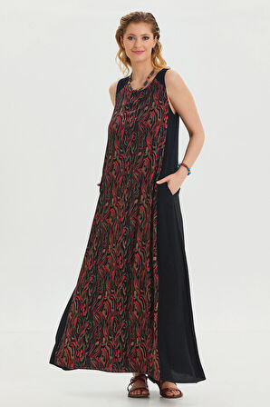 Bisiklet Yaka Cep Detaylı Salaş Elbise