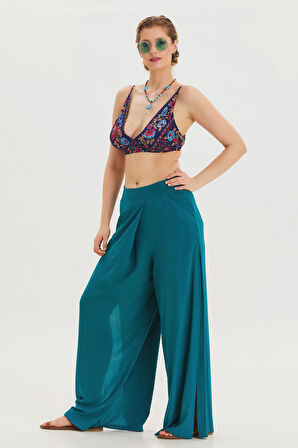 Fermuar Detaylı Cepli Kadın Yüksek Bel Pantolon