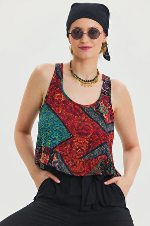 Kalın Askılı Crop Bluz