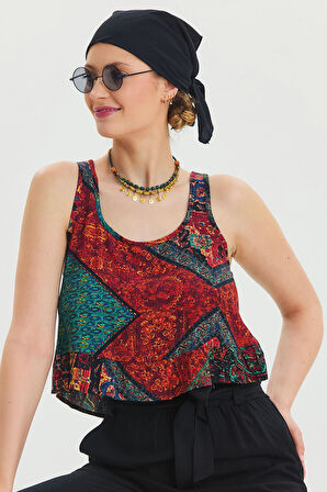 Kalın Askılı Crop Bluz