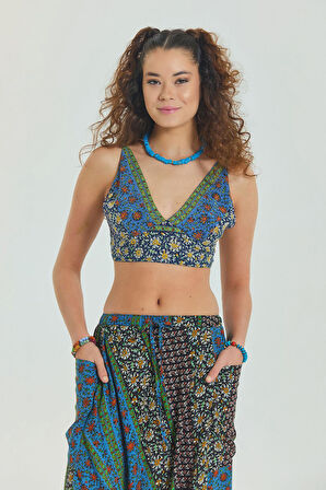 Bağcıklı Sırtı Açık Ayarlanabilir Crop Bluz