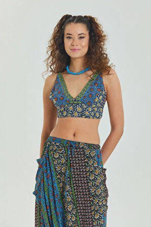 Bağcıklı Sırtı Açık Ayarlanabilir Crop Bluz