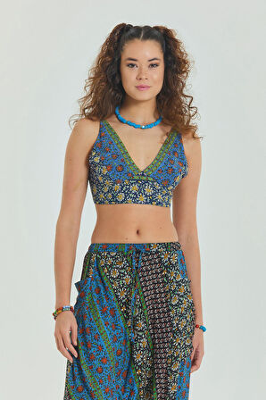 Bağcıklı Sırtı Açık Ayarlanabilir Crop Bluz