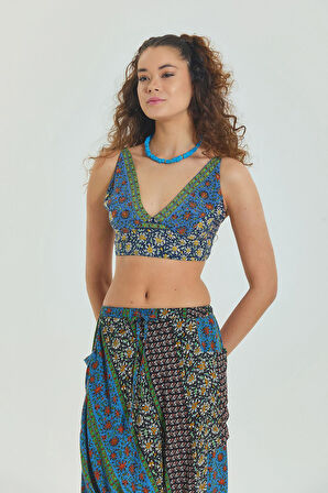 Bağcıklı Sırtı Açık Ayarlanabilir Crop Bluz