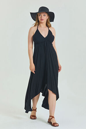 Sırtı Açık Askılı Büyük Beden Elbise