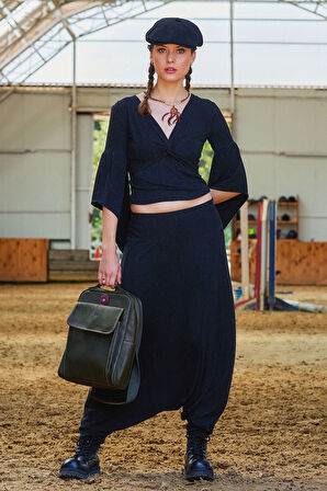 Paçası Lastikli Ağı Düşük Kadın Bohem Şalvar