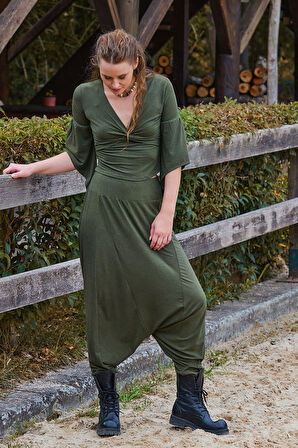 Paçası Lastikli Ağı Düşük Kadın Bohem Şalvar