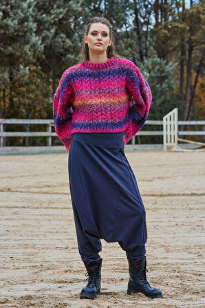 Beli Lastikli Ağı Düşük Kadın Salaş Pantolon