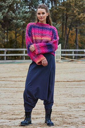 Beli Lastikli Ağı Düşük Kadın Salaş Pantolon