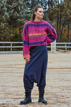 Beli Lastikli Ağı Düşük Kadın Salaş Pantolon