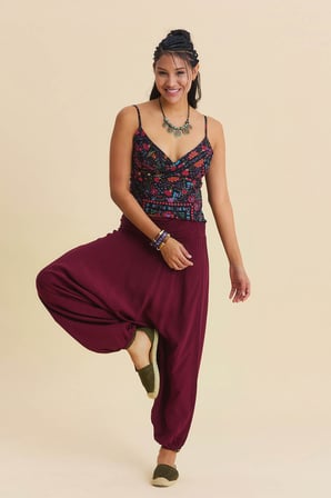 Drape Detay Beli Lastikli Şalvar Pantolon
