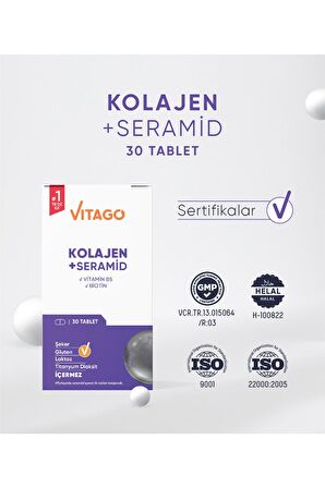 Premium Hidrolize Kolajen, Seramid, Biotin Içeren 30 Tablet