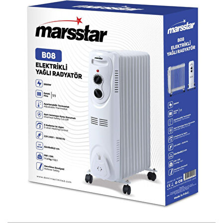 MARSSTAR MARSSTAR B08 TERMOSTATLI 11 DİLİM YAĞLI ELEKTRİKLİ RADYATÖR