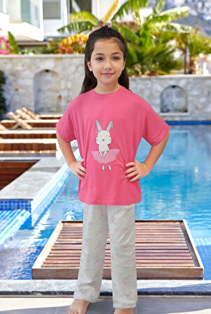 Cossy By Aqua Kız Çocuk Pembe Pijama Takım 24981 