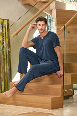 Cossy By Aqua Erkek Lacivert Pijama Takım 25905