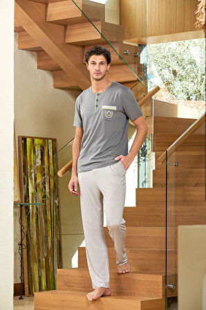 Cossy By Aqua Erkek Antrasit Pijama Takım A25908 