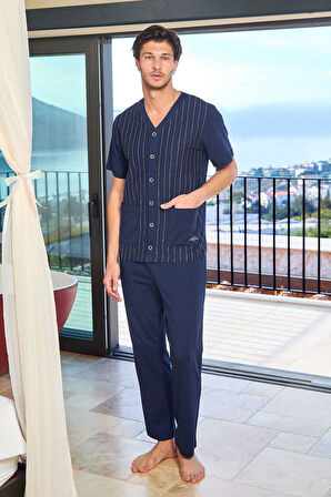 Cossy By Aqua Erkek Lacivert Pijama Takım A25910 