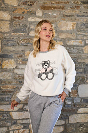 Cossy By Aqua Kadın Krem Pijama Takımı 26234 