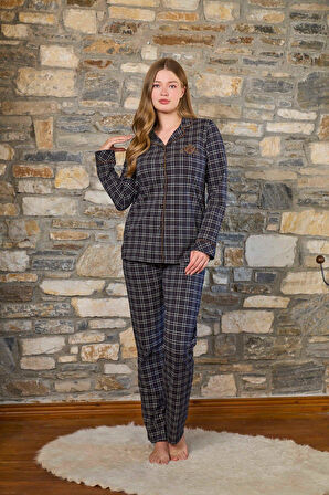 Cossy By Aqua Kadın Ekose Pijama Takımı 26264