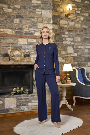 Cossy By Aqua Kadın Lacivert Pijama Takım 26279 