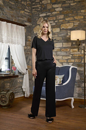 Cossy By Aqua Kadın Siyah 3'lü Pijama Takımı 26376 