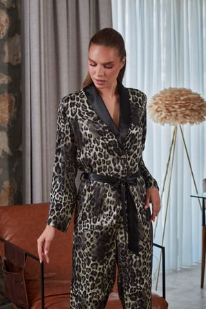 Cossy By Aqua Kadın Leopar Pijama Takımı 27151 