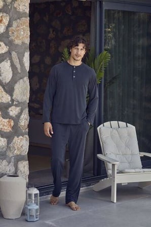 Cossy By Aqua Erkek İndigo Pijama Takım 27431 