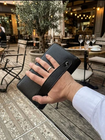 Hakiki Deri El Çantası Portföy – Kartlık Para Telefon Bölmeli Çok Gözlü Premium %100 Deri 8683255014118 