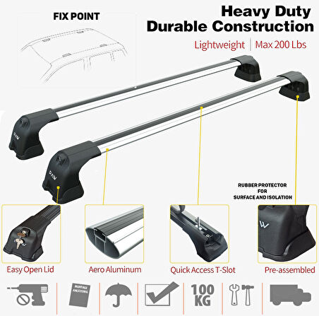 Peugeot 207 Ara Atkisi Tavan Tasiyici 2006-2012 Gri Set