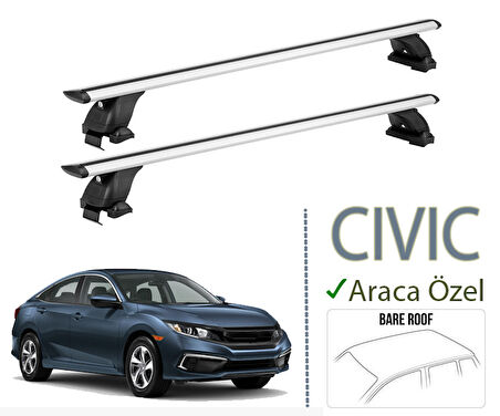 Honda Civic Sedan Ara Atkısı Tavan Taşıyıcı 2017-2021 Gri Set Pro 4