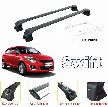 Suzuki Swift Portbagaj Taşıyıcı Ara Atkısı 2010-2017 Pro 4  Siyah Set