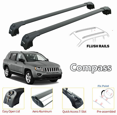 jeep Compass Ara Atkısı Tavan Sistemleri Siyah Set 2011-2017