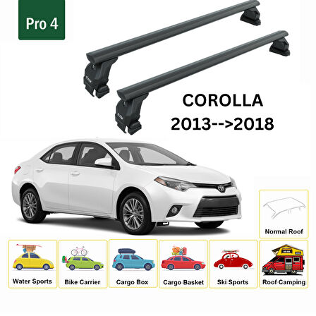 Toyota Corolla Portbagaj Taşıyıcı Ara Atkısı Tavan Taşıyıcı Paw Pro 4 2013-2018 Siyah