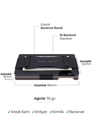 CardX - Burano Strap - Yeni Nesil Minimalist Cüzdan & Kartlık Premium Malzeme, RFID Korumalı (Siyah)