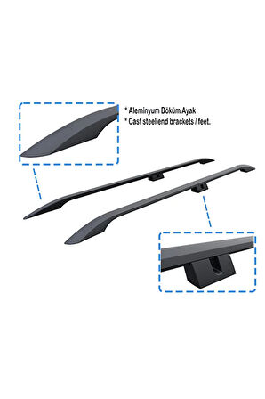 Renault Kangoo Uzun Şase L2 (2021-2025) Araç Üstü Alüminyum Tavan Rayları, Plus Serisi - Gri