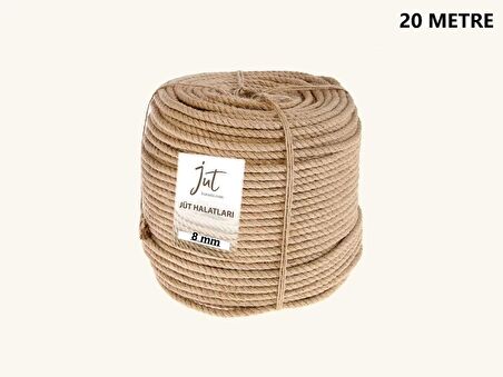 Jütburada Jüt Halat 8 mm 20 Metre Hasır Dekor Süsleme İp