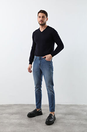 Erkek Açık Mavi Straight Fit Jean Pantolon