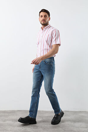 Erkek Açık Mavi Düz Kesim Jean Pantolon