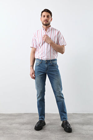 Erkek Açık Mavi Düz Kesim Jean Pantolon