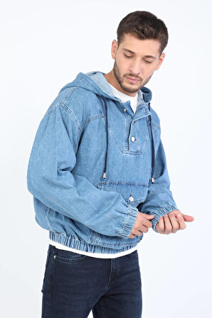 Erkek Jean Sweatshirt Mavi