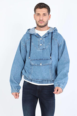 Erkek Jean Sweatshirt Mavi