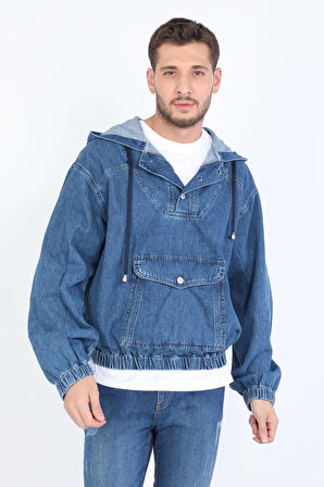 Erkek Jean Sweatshirt Koyu Mavi