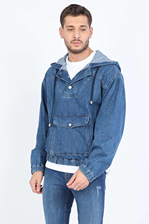 Erkek Jean Sweatshirt Koyu Mavi